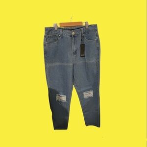 Nasty Gal Men's Relaxed Blue Distressed Jeans